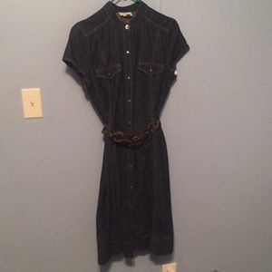 Denim Cotten Dress with braided belt